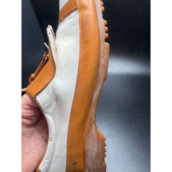 Walter Genuin Linea Stretch White Tan Kilties Golf Leather 8.5 Kilt Shoes Italy - Picture 7 of 7